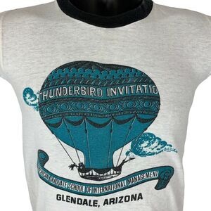Vintage 70s Thunderbird Hot Air Balloon Race T Shirt Arizona White XS X-Small